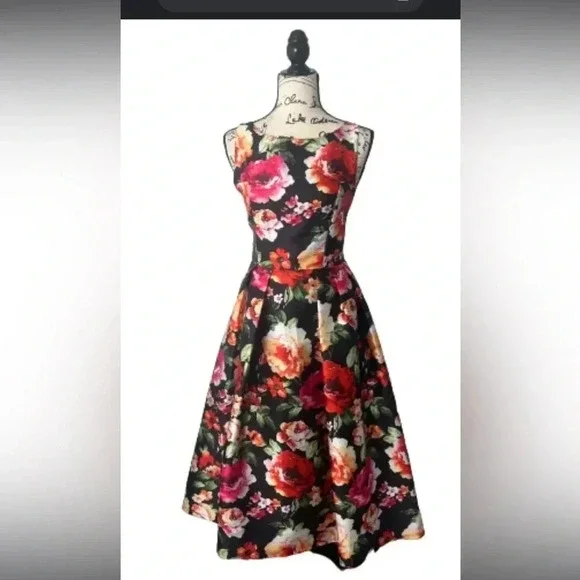 Women’s retro inspired cottage core floral Aline dress - Picture 3 of 13
